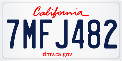 CA license plate 7MFJ482