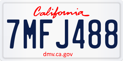 CA license plate 7MFJ488