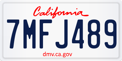CA license plate 7MFJ489