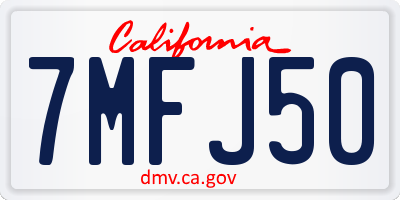 CA license plate 7MFJ50