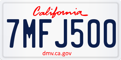 CA license plate 7MFJ500