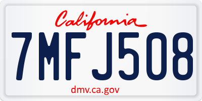 CA license plate 7MFJ508
