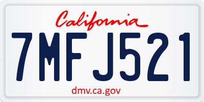 CA license plate 7MFJ521