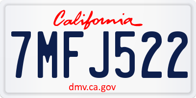CA license plate 7MFJ522