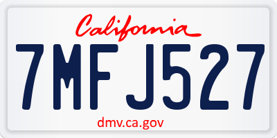 CA license plate 7MFJ527