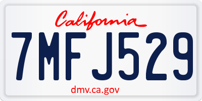 CA license plate 7MFJ529