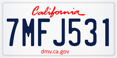 CA license plate 7MFJ531
