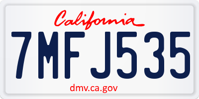 CA license plate 7MFJ535