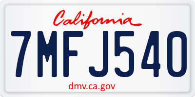 CA license plate 7MFJ540