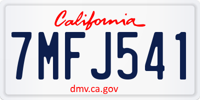CA license plate 7MFJ541
