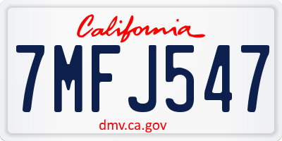 CA license plate 7MFJ547