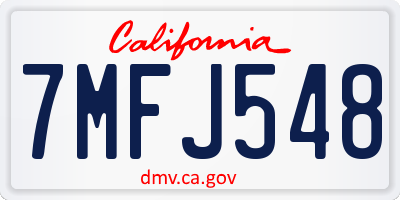 CA license plate 7MFJ548