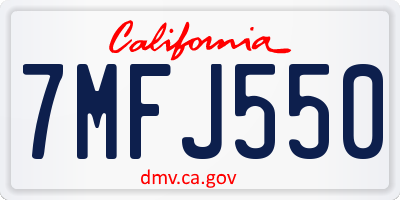 CA license plate 7MFJ550
