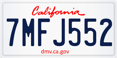 CA license plate 7MFJ552
