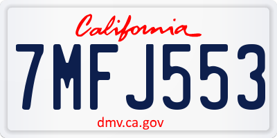 CA license plate 7MFJ553