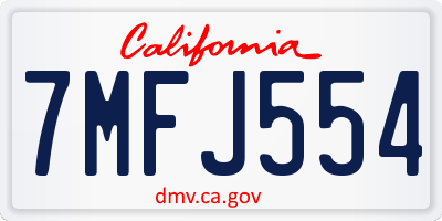 CA license plate 7MFJ554