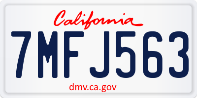 CA license plate 7MFJ563