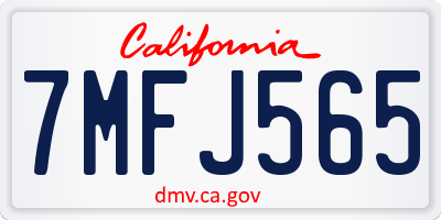 CA license plate 7MFJ565