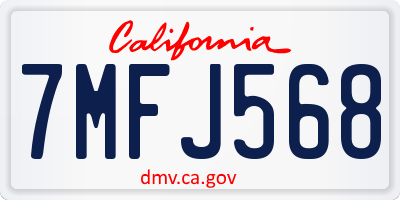 CA license plate 7MFJ568