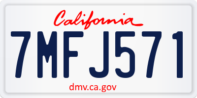 CA license plate 7MFJ571
