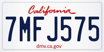 CA license plate 7MFJ575