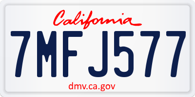 CA license plate 7MFJ577