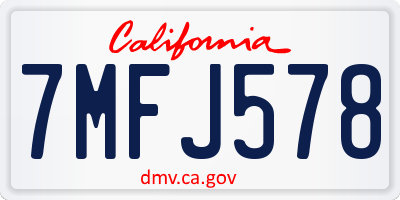 CA license plate 7MFJ578