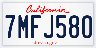 CA license plate 7MFJ580