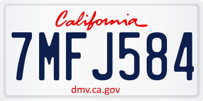 CA license plate 7MFJ584
