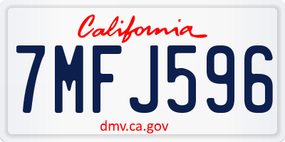 CA license plate 7MFJ596