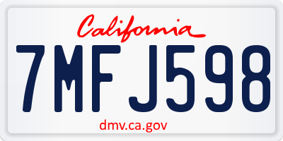 CA license plate 7MFJ598