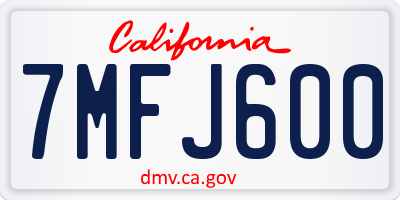 CA license plate 7MFJ600