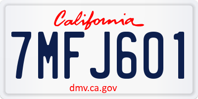 CA license plate 7MFJ601