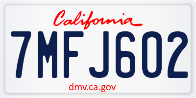 CA license plate 7MFJ602