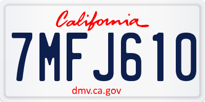 CA license plate 7MFJ610