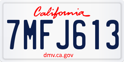 CA license plate 7MFJ613