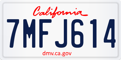 CA license plate 7MFJ614