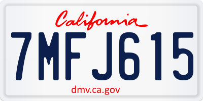 CA license plate 7MFJ615