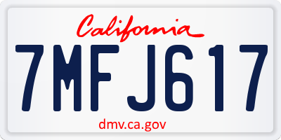 CA license plate 7MFJ617
