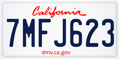 CA license plate 7MFJ623