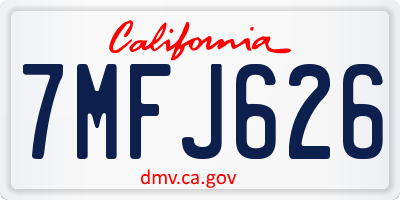 CA license plate 7MFJ626