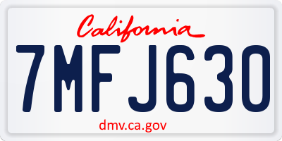 CA license plate 7MFJ630