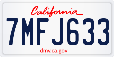 CA license plate 7MFJ633