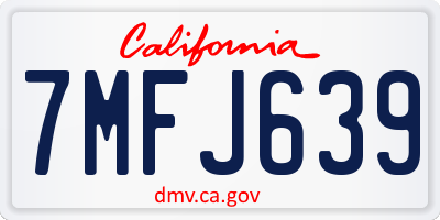 CA license plate 7MFJ639