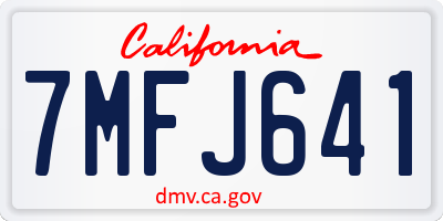 CA license plate 7MFJ641