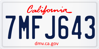CA license plate 7MFJ643