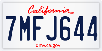 CA license plate 7MFJ644