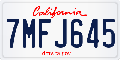 CA license plate 7MFJ645