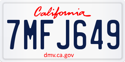 CA license plate 7MFJ649