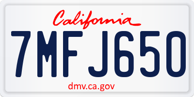 CA license plate 7MFJ650